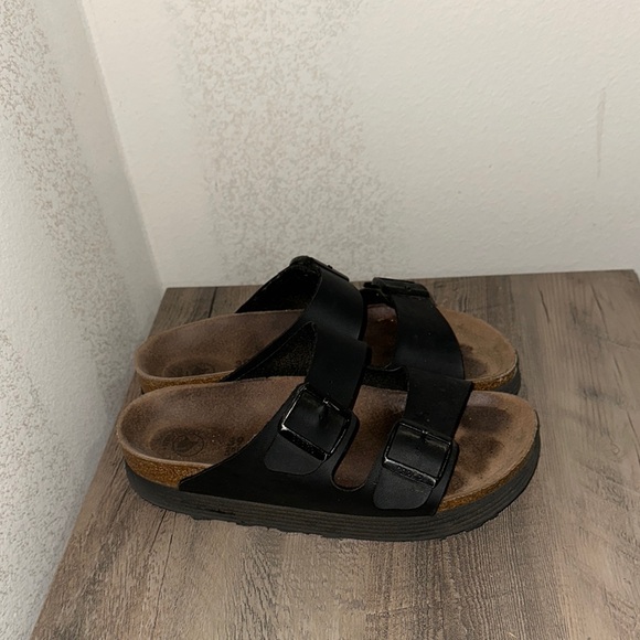 Birkenstock Black Sandals with Adjustable Straps and Contoured Footbed - Picture 2 of 2